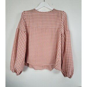 Gingham Checkered Blouse - Pink